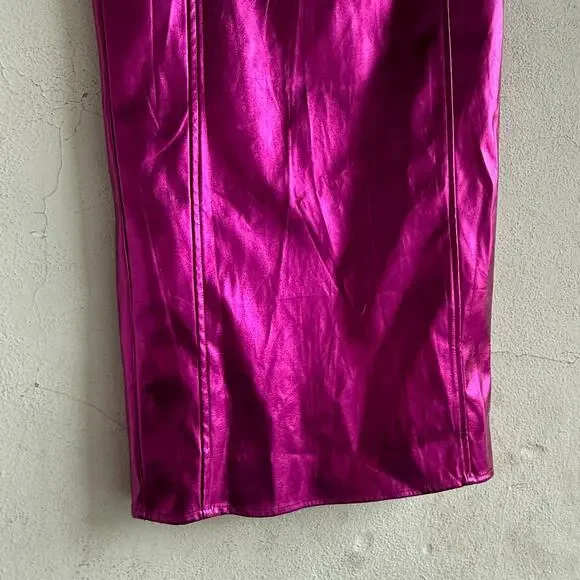 Metallic Maxi Dress‎ Strapless Bodycon Magenta Pink Tube Gown Womens S NWT Party - Picture 4 of 7